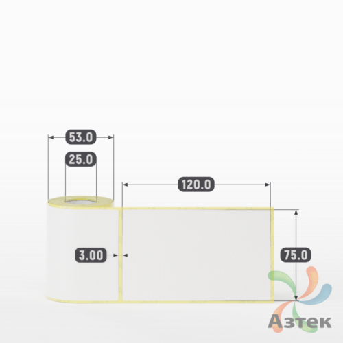 Термоэтикетка ЭКО 75х120 (рядов 1 по 100 шт)  в рулоне, втулка 25 мм (к) IQ code