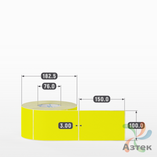 Термоэтикетка 100х150 Termo ECO цветная (рядов 1 по 1000 шт), втулка 76 мм (к) цвет - Желтый, 