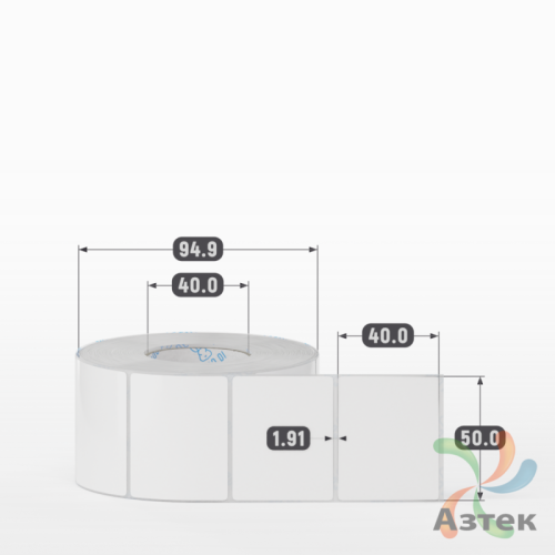 Этикетка самоклеящаяся 50х40 (рядов 1 по 1 000 шт) Полипропилен белый в рулоне, втулка 40 мм (к) IQ code 	