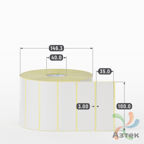 Термотрансферная этикетка 100х35 (рядов 1 по 3 000 шт) Полуглянец в рулоне, втулка 40 мм (к) IQ code