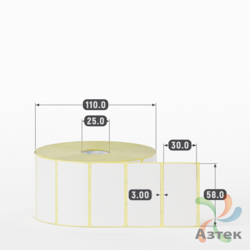 Термоэтикетка ЭКО 58х30 (рядов 1 по 2 000 шт)  в рулоне, втулка 25 мм (к) IQ code