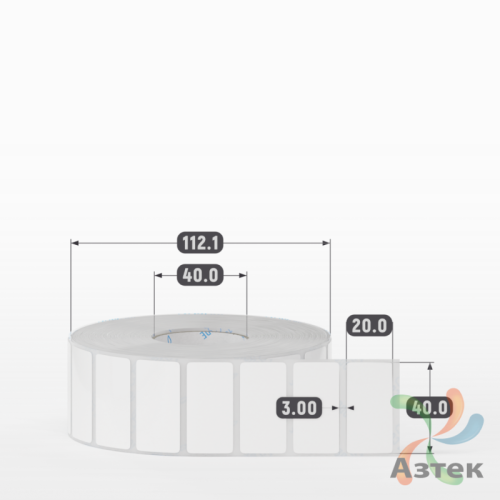Этикетка самоклеящаяся 40х20 (рядов 1 по 3 000 шт) Полипропилен съемный клей в рулоне, втулка 40 мм (к) IQ code
