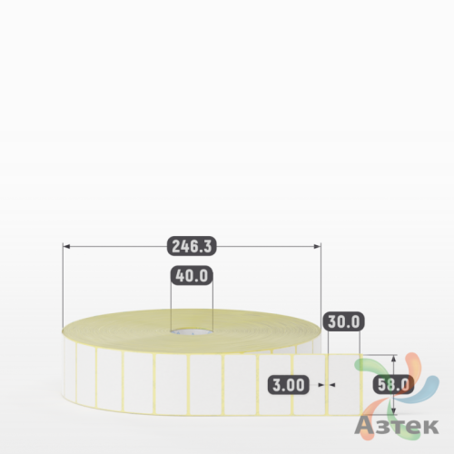 Термоэтикетка ТОП 58х30 (рядов 1 по 10 000 шт)  в рулоне, втулка 40 мм (к) IQ code