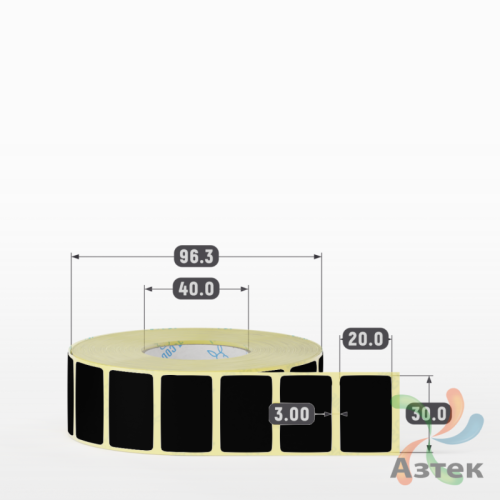 Термоэтикетка 30х20 Termo ECO цветная (рядов 1 по 2000 шт), втулка 40 мм (к) цвет - Черный, 