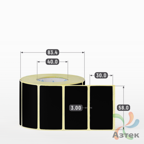 Термоэтикетка 58х30 Termo ECO цветная (рядов 1 по 900 шт), втулка 40 мм (к) цвет - Черный, 