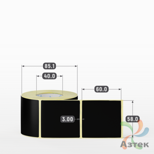 Этикетка 58х60 цветная (рядов 1 по 500 шт) полуглянцевая, втулка 40 мм (к) цвет - Черный  