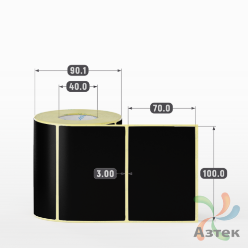 Этикетка 100х70 цветная (рядов 1 по 500 шт) полуглянцевая, втулка 40 мм (к) цвет - Черный  