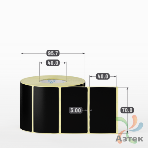 Этикетка 70х40 цветная (рядов 1 по 1000 шт) полуглянцевая, втулка 40 мм (к) цвет - Черный  