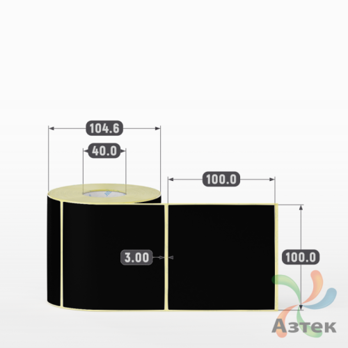 Термоэтикетка 100х100 Termo ECO цветная (рядов 1 по 500 шт), втулка 40 мм (к) цвет - Черный, 