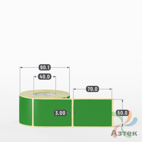 Этикетка 50х70 цветная (рядов 1 по 500 шт) полуглянцевая, втулка 40 мм (к) цвет - Зеленый Pantone 362 C 