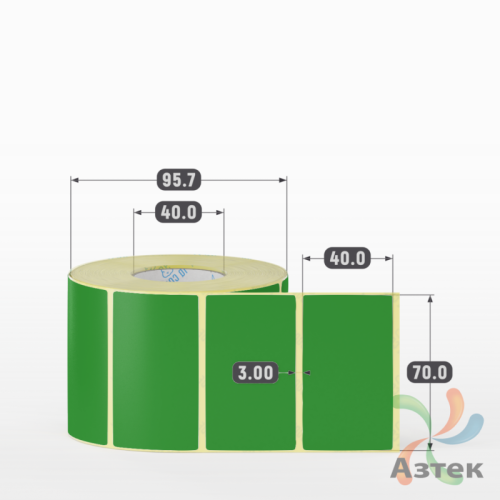 Этикетка 70х40 цветная (рядов 1 по 1000 шт) полуглянцевая, втулка 40 мм (к) цвет - Зеленый Pantone 362 C 