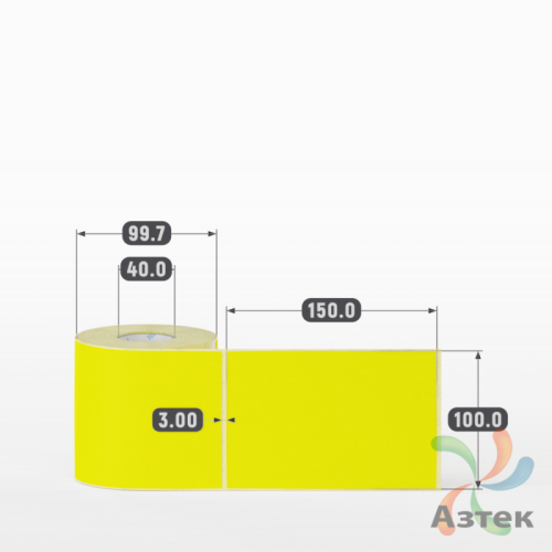 Термоэтикетка 100х150 Termo ECO цветная (рядов 1 по 300 шт), втулка 40 мм (к) цвет - Желтый, 