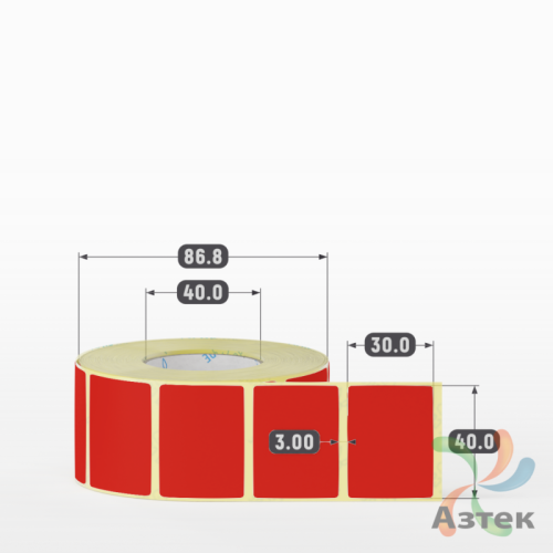 Термоэтикетка 40х30 Termo ECO цветная (рядов 1 по 1000 шт), втулка 40 мм (к) цвет - Pantone 485 U, 