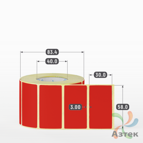 Термоэтикетка 58х30 Termo ECO цветная (рядов 1 по 900 шт), втулка 40 мм (к) цвет - Pantone 485 U, 