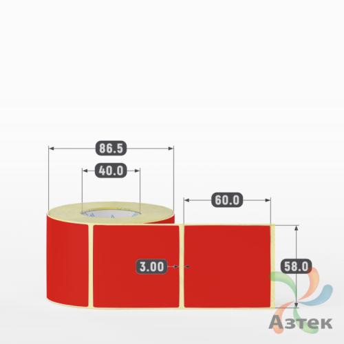 Термоэтикетка 58х60 Termo TOP цветная (рядов 1 по 500 шт), втулка 40 мм (к) цвет -  Pantone 485 U