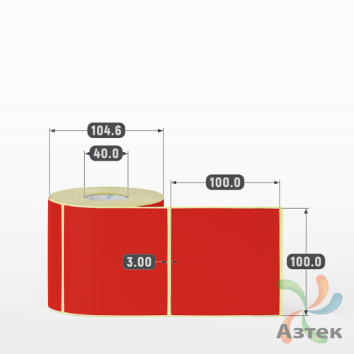 Термоэтикетка 100х100 Termo ECO цветная (рядов 1 по 500 шт), втулка 40 мм (к) цвет - Pantone 485 U, 