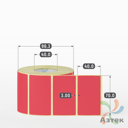 Термоэтикетка 70х40 Termo ECO цветная (рядов 1 по 1000 шт), втулка 40 мм (к) цвет - Pantone 185 U, 