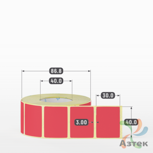 Термоэтикетка 40х30 Termo ECO цветная (рядов 1 по 1000 шт), втулка 40 мм (к) цвет - Pantone 185 U, 
