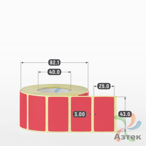 Термоэтикетка 43х25 Termo TOP цветная (рядов 1 по 1000 шт), втулка 40 мм (к) цвет -  Pantone 185 U