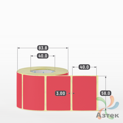 Термоэтикетка 58х40 Termo ECO цветная (рядов 1 по 700 шт), втулка 40 мм (к) цвет - Pantone 185 U, 