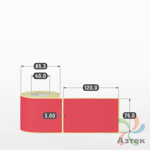 Термоэтикетка 75х120 Termo ECO цветная (рядов 1 по 250 шт), втулка 40 мм (к) цвет - Pantone 185 U, 