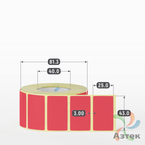 Термоэтикетка 43х25 Termo ECO цветная (рядов 1 по 1000 шт), втулка 40 мм (к) цвет - Pantone 185 U, 