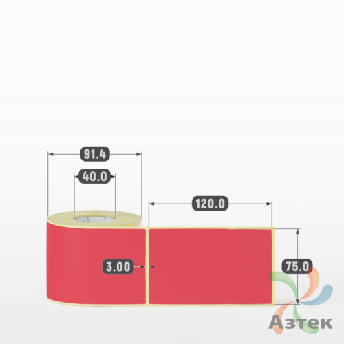 Термоэтикетка 75х120 Termo ECO цветная (рядов 1 по 300 шт), втулка 40 мм (к) цвет - Pantone 185 U, 