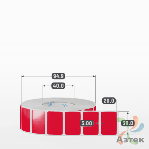 Этикетка 30х20 цветная Полипропилен (рядов 1 по 2000 шт), втулка 40 мм (к) цвет -  Pantone 185 C  