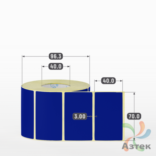 Термоэтикетка 70х40 Termo ECO цветная (рядов 1 по 1000 шт), втулка 40 мм (к) цвет - Pantone Reflex Blue, 