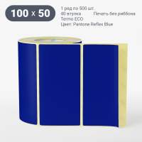 Этикетка 100х50/Termo ECO/500/40 мм (к)/1/ Pantone Reflex Blue 