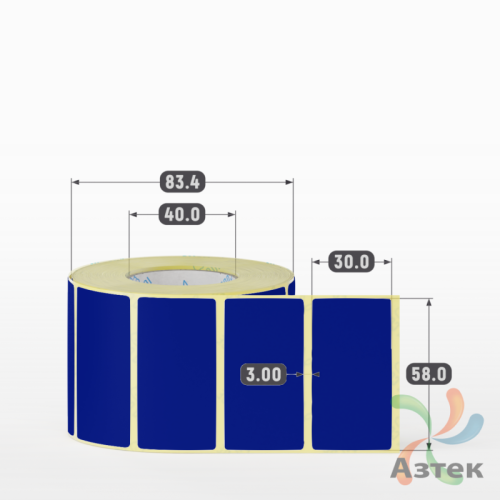 Термоэтикетка 58х30 Termo ECO цветная (рядов 1 по 900 шт), втулка 40 мм (к) цвет - Pantone Reflex Blue, 