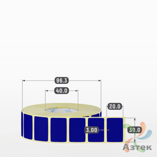 Термоэтикетка 30х20 Termo ECO цветная (рядов 1 по 2000 шт), втулка 40 мм (к) цвет - Pantone dark blue, 