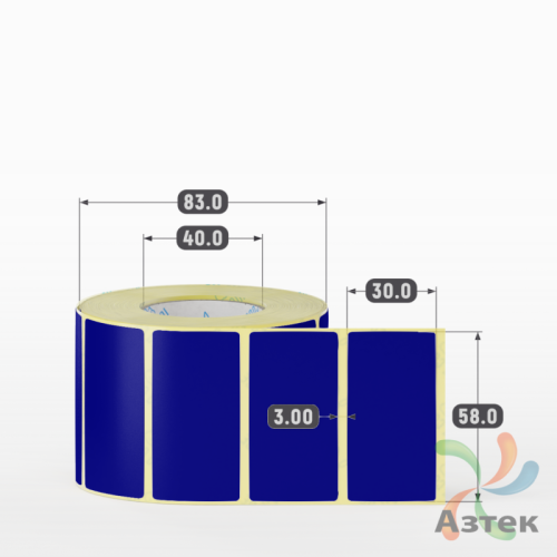 Этикетка 58х30 цветная (рядов 1 по 900 шт) полуглянцевая, втулка 40 мм (к) цвет -  Pantone dark blue 