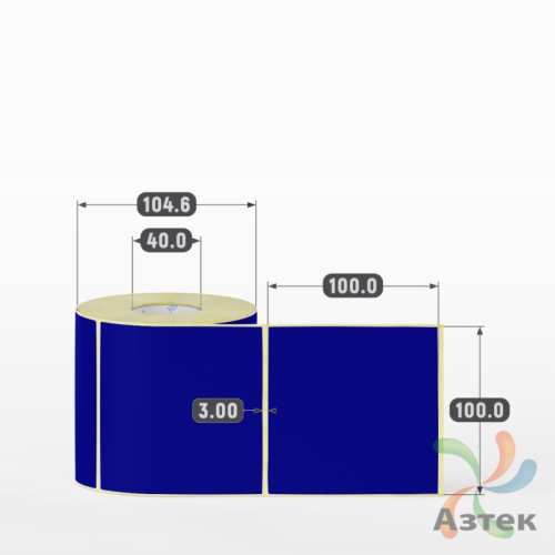 Термоэтикетка 100х100 Termo ECO цветная (рядов 1 по 500 шт), втулка 40 мм (к) цвет - Pantone dark blue, 