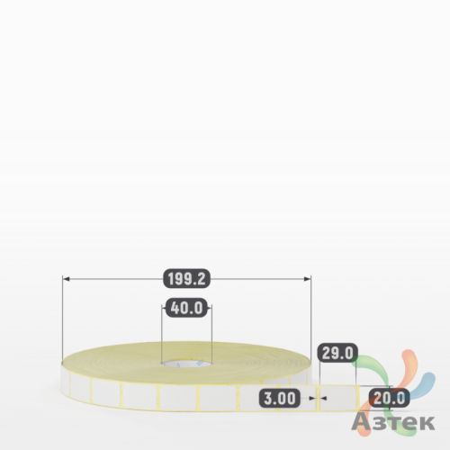 Термотрансферная этикетка 20х29 (рядов 1 по 7 000 шт) Полуглянец в рулоне, втулка 40 мм (к) IQ code
