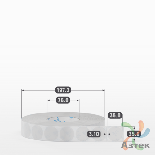 Этикетка самоклеящаяся круглая 35 мм (рядов 1 по 5 000 шт) Прозрачный полипропилен в рулоне, втулка 76 мм (к) IQ code
