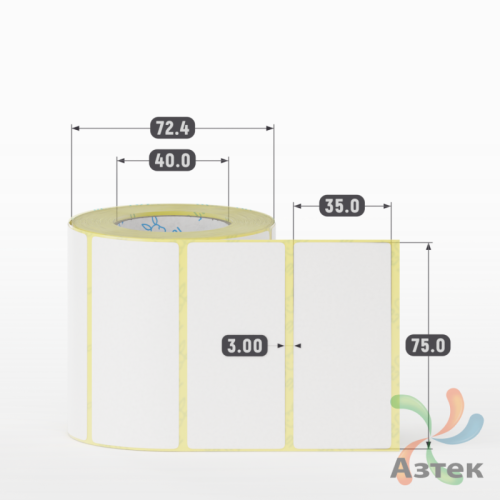Термоэтикетка ТОП 75х35 (рядов 1 по 500 шт)  в рулоне, втулка 40 мм (к) IQ code