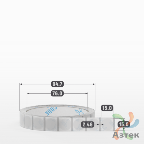 Этикетка самоклеящаяся с печатью + Черная метка/ КРУГ 15 мм (рядов 1 по 1 000 шт) Прозрачный полипропилен в рулоне, втулка 76 мм (к) IQ code