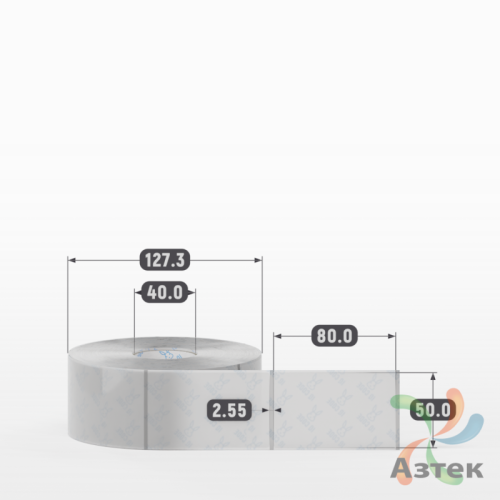 Этикетка самоклеящаяся с печатью 50х80 (рядов 1 по 1 000 шт) Прозрачный полипропилен в рулоне, втулка 40 мм (к) IQ code + Черная метка