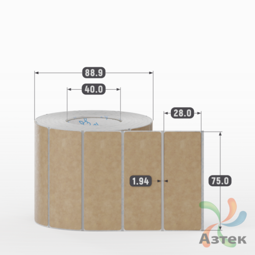 Этикетка самоклеящаяся 75х28 (рядов 1 по 1 000 шт) Крафт + Черная метка в рулоне, втулка 40 мм (к) IQ code