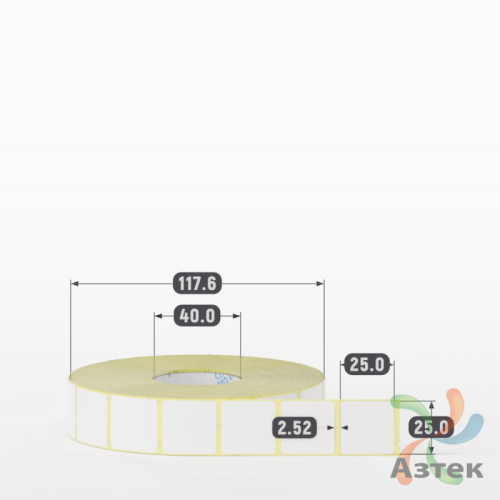 Термоэтикетка ЭКО 25х25 (рядов 1 по 2 500 шт)  в рулоне, втулка 40 мм (к) IQ code