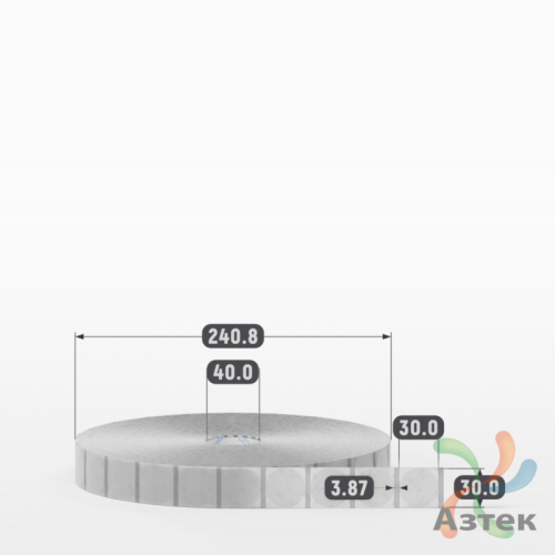 Этикетка самоклеящаяся с печатью + Черная метка/ КРУГ 30 мм (рядов 1 по 10 000 шт) Прозрачный полипропилен в рулоне, втулка 40 мм (к) IQ code