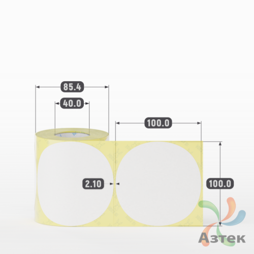 Термоэтикетка ЭКО круглая 100 мм (рядов 1 по 300 шт)  в рулоне, втулка 40 мм (к) IQ code