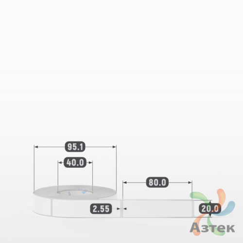 Этикетка самоклеящаяся 20х80 (рядов 1 по 500 шт) Полипропилен матовый в рулоне, втулка 40 мм (к) IQ code