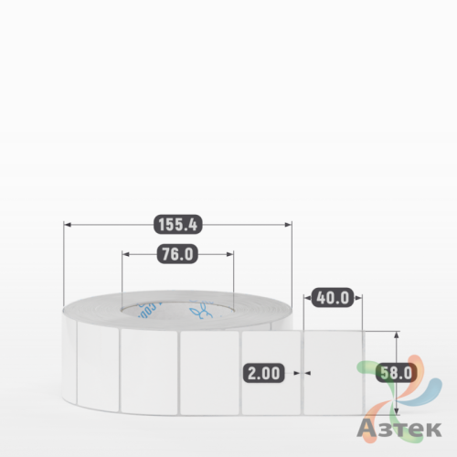 Этикетка самоклеящаяся 58х40 (рядов 1 по 2 500 шт) Полипропилен белый в рулоне, втулка 76 мм (к) IQ code 	