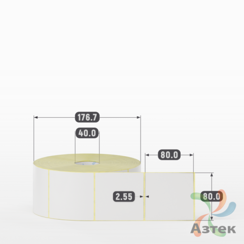 Термотрансферная этикетка 80х80 (рядов 1 по 2000 шт) Полуглянец съемный клей в рулоне, втулка 40 мм (к) IQ code