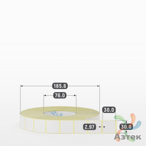 Термотрансферная этикетка 30х30 (рядов 1 по 5 000 шт) Полуглянец в рулоне, втулка 76 мм (к) IQ code