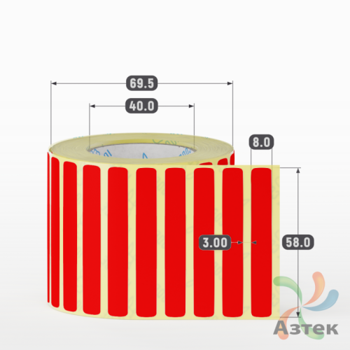 Термоэтикетка 58х8 Termo TOP цветная (рядов 1 по 2000 шт), втулка 40 мм (к) цвет - Красный 