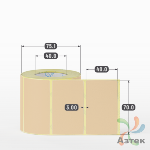 Термоэтикетка 70х40 Termo TOP цветная (рядов 1 по 500 шт), втулка 40 мм (к) цвет -  Pantone 7506 U