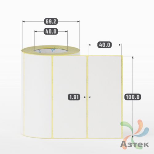 Термоэтикетка ЭКО 100х40 (рядов 1 по 400 шт)  в рулоне, втулка 40 мм (к) IQ code